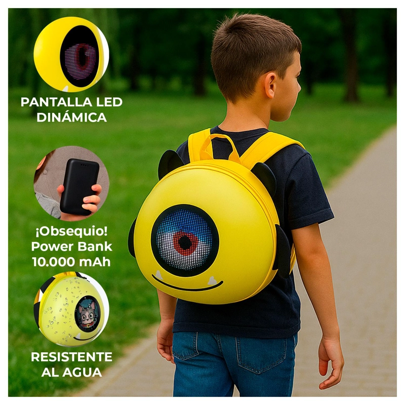 MOCHILA NIÑO VIAJE AVION INFANTIL DISEÑO LUZ LED ESCOLAR DIVERTIDA TAMAÑO 10.5 - 2