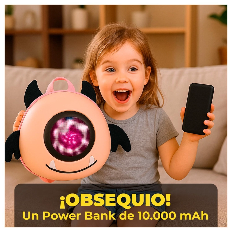 MOCHILA NIÑO VIAJE AVION INFANTIL DISEÑO LUZ LED ESCOLAR DIVERTIDA TAMAÑO 10.5 - 4