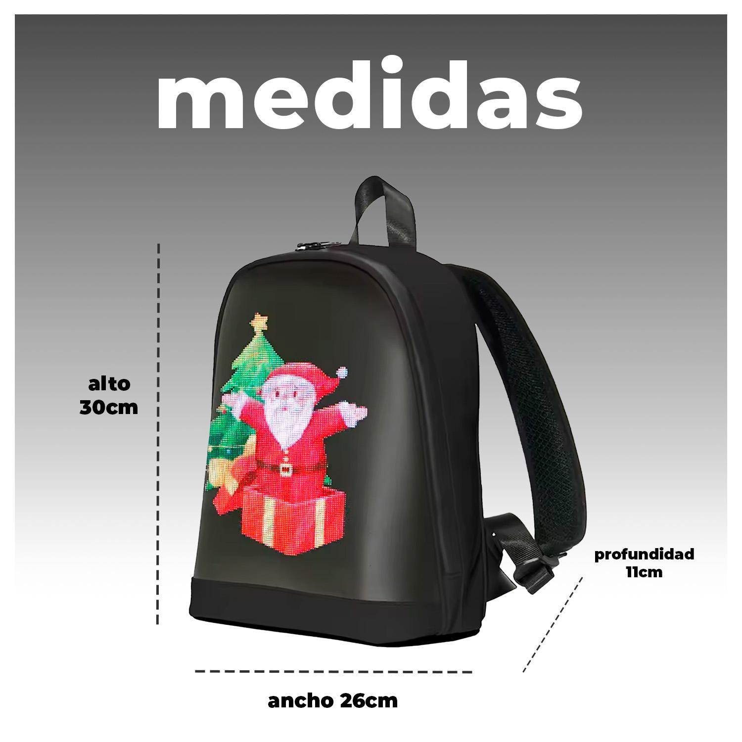 MOCHILA LED PERSONALIZABLE CON PANTALLA ANIMADA Y POWER BANK - 6