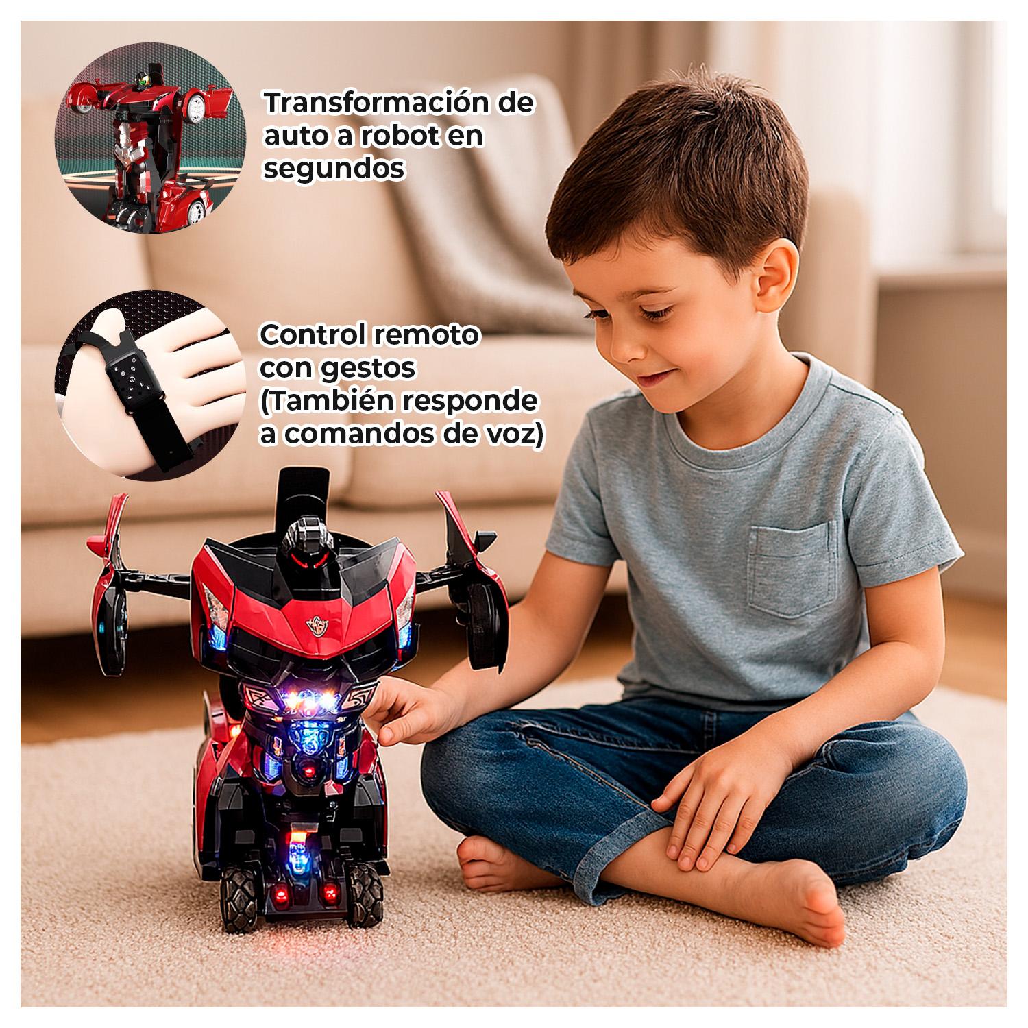 AUTO ROBOT TRANSFORMABLE CON LUCES LED JUGUETE INTERACTIVO PARA NIÑOS - 2