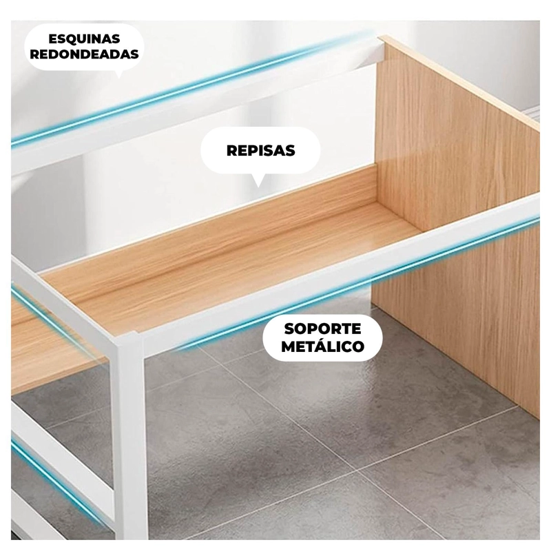 ESCRITORIO MUEBLE OFICINA MADERA 120 CM CON CAJONES Y REPISA MODERNO - 3