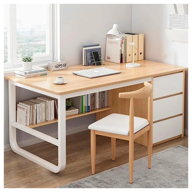 ESCRITORIO MUEBLE OFICINA MADERA 120 CM CON CAJONES Y REPISA MODERNO - 8