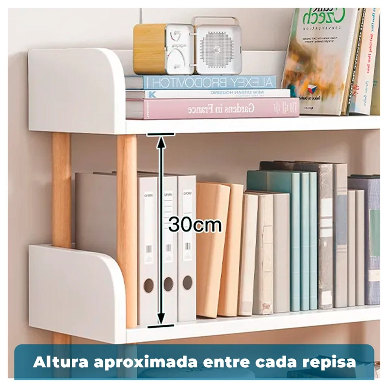 LIBRERO BLANCO 5 NIVELES CON REPISAS ABIERTAS ESTILO NORDICO - 4