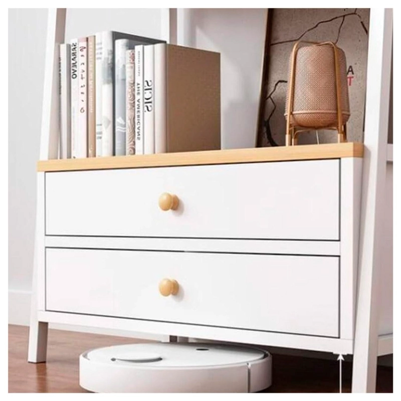 LIBRERO TIPO ESCALERA CON CAJONERO 4 REPISAS BLANCO MADERA - 3