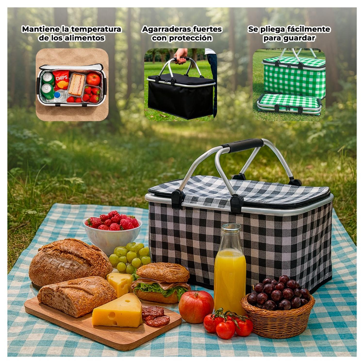 CANASTA DE PICNIC CON AISLANTE TE RMICO VIAJERA PLEGABLE - 3