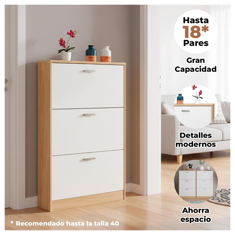 ZAPATERO MUEBLE ORGANIZADOR 3 NIVELES COMPACTA PARA 18 PARES - 2