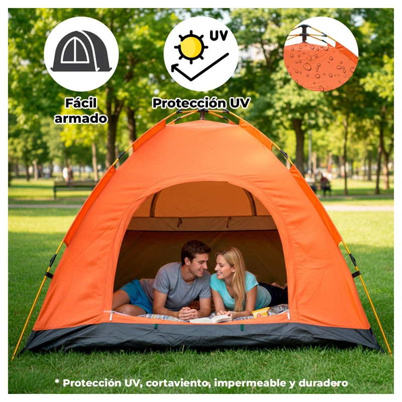 CARPA CAMPING 4 PERSONAS IMPERMEABLE UV Y FACIL ARMADO - 2