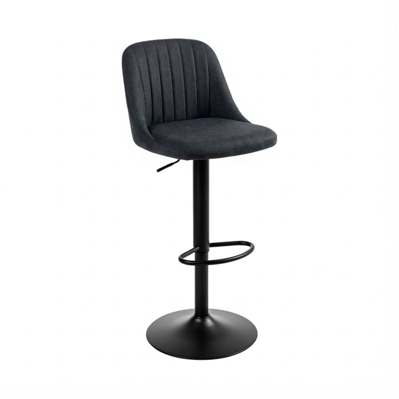 SILLA PISO BAR COMEDOR AJUSTABLE MODERNA TAPIZADA GRIS GIRATORIA - 7