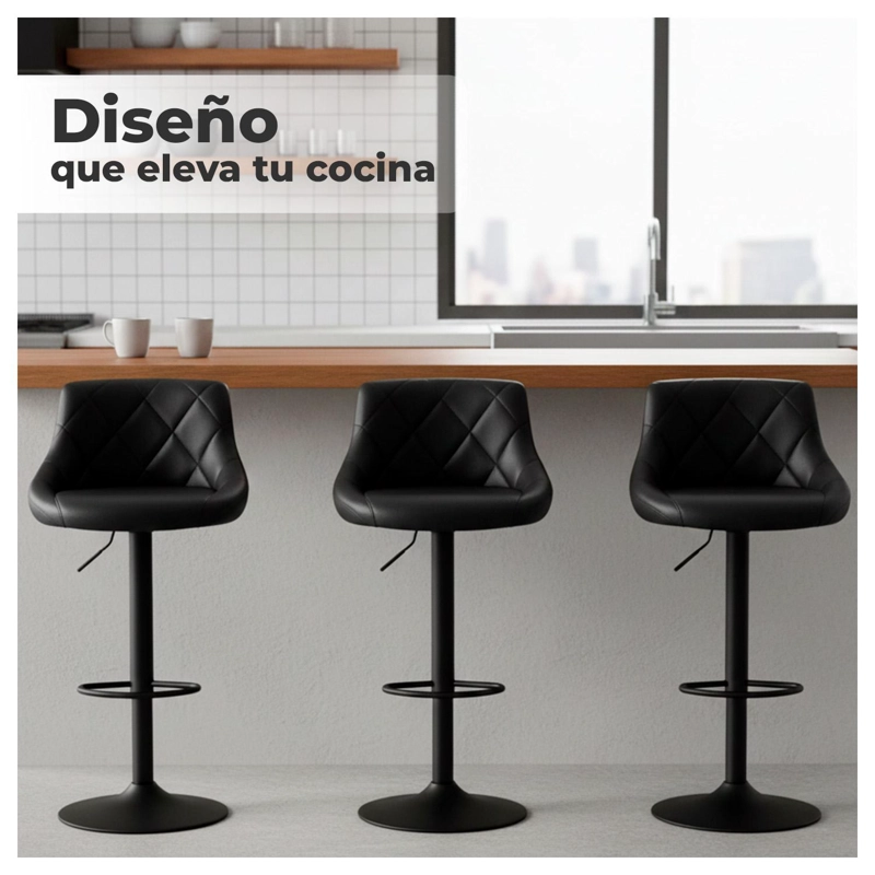 PISO BAR TABURETE BASE NEGRA GIRATORIO Y AJUSTABLE - 5