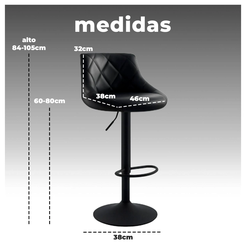 PISO BAR TABURETE BASE NEGRA GIRATORIO Y AJUSTABLE - 6