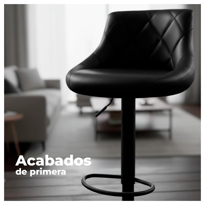 PACK 2 PISO BAR TABURETE BASE NEGRA GIRATORIO Y AJUSTABLE - 4