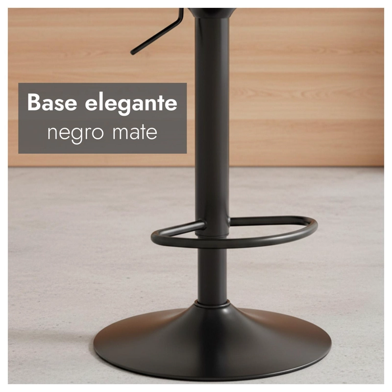 SILLA PISO BAR AJUSTABLE NEGRA ERGONOMICA GIRATORIA COCINA ISLA 150KG - 5