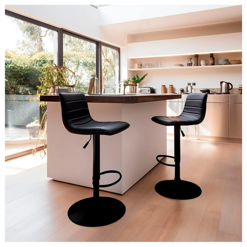 SILLA PISO BAR AJUSTABLE NEGRA ERGONOMICA GIRATORIA COCINA ISLA 150KG - 9