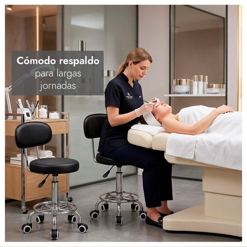 SILLA GIRATORIA MULTIUSO CON RUEDAS AJUSTABLE ERGONOMICA Y ESTE TICA - 6