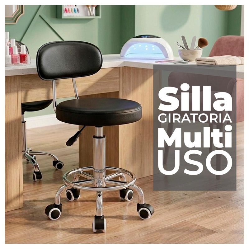 SILLA GIRATORIA MULTIUSO CON RUEDAS AJUSTABLE ERGONOMICA Y ESTE TICA - 7
