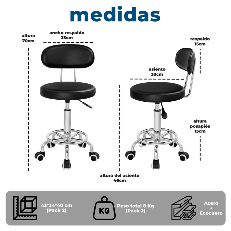 SILLA GIRATORIA MULTIUSO CON RUEDAS AJUSTABLE ERGONOMICA Y ESTE TICA - 8