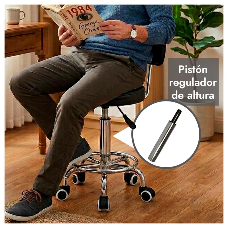 PACK 2 SILLA GIRATORIA MULTIUSO CON RUEDAS AJUSTABLE ERGONOMICA Y ESTE TICA - 4