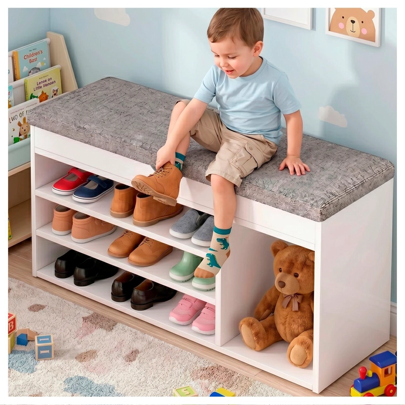 ZAPATERO MUEBLE ORGANIZADOR CON ASIENTO BANCA Y CAJON 90CM - 7