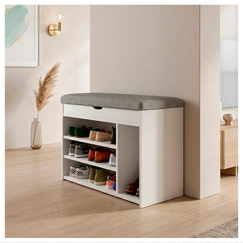 ZAPATERO MUEBLE ORGANIZADOR CON ASIENTO BANCA Y CAJON 90CM - 9
