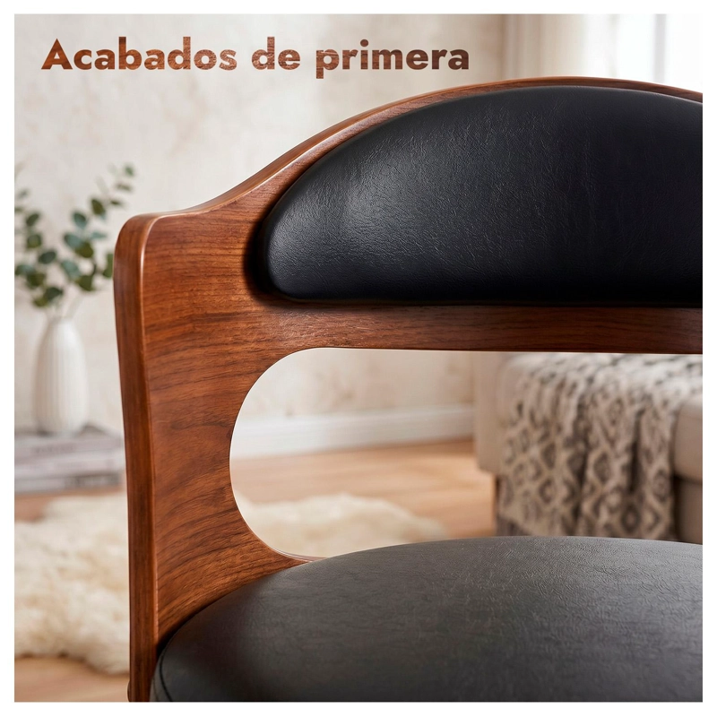 PACK 4 SILLA BAR TABURETE PISO COCINA GIRATORIO AJUSTABLE MADERA MODERNO - 7