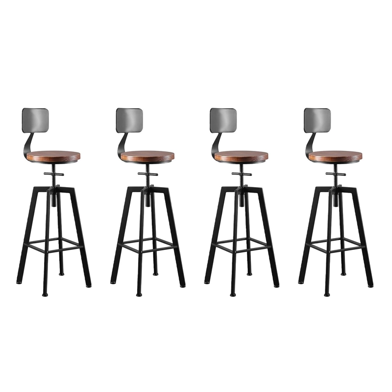 PACK 4 TABURETE SILLA BAR COCINA PISO ALTO MADERA METAL ESTILO INDUSTRIAL - 1