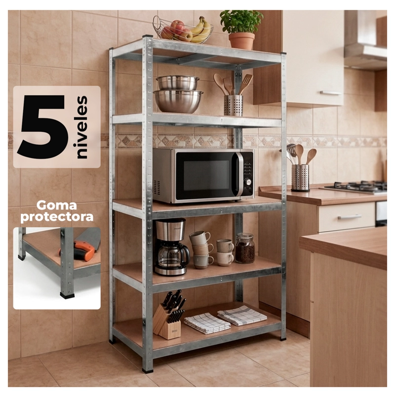 ESTANTERIA METALICA 5 NIVELES 180X90X40 CM MULTIUSO - 2