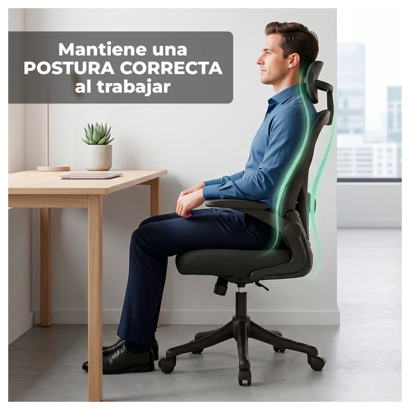 SILLA OFICINA ERGONOMICA RECLINABLE APOYACABEZA - 3
