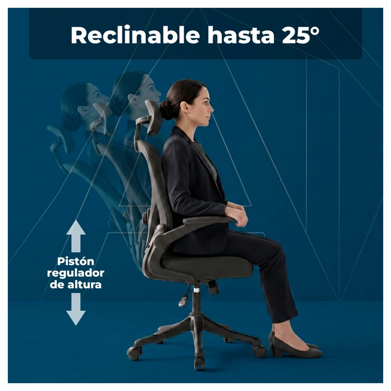 SILLA OFICINA ERGONOMICA RECLINABLE APOYACABEZA - 4