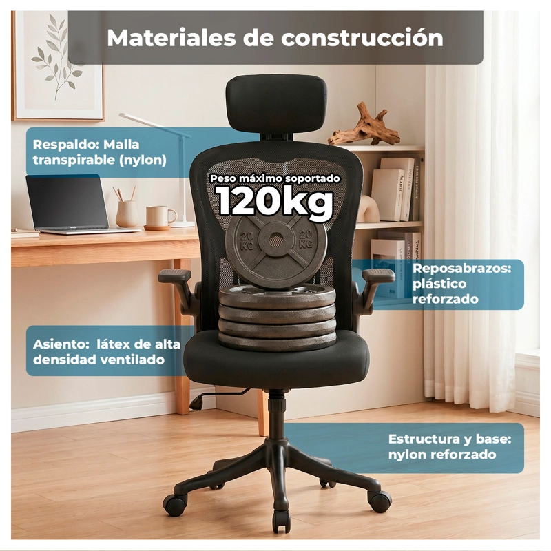 SILLA OFICINA ERGONOMICA RECLINABLE APOYACABEZA - 7