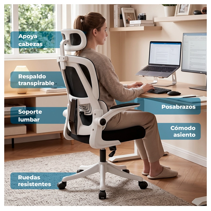 SILLA ERGONOMICA OFICINA RECLINABLE APOYACABEZA - 2