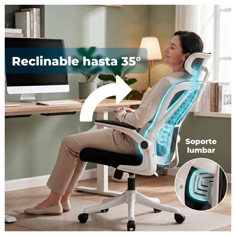 SILLA ERGONOMICA OFICINA RECLINABLE APOYACABEZA - 3