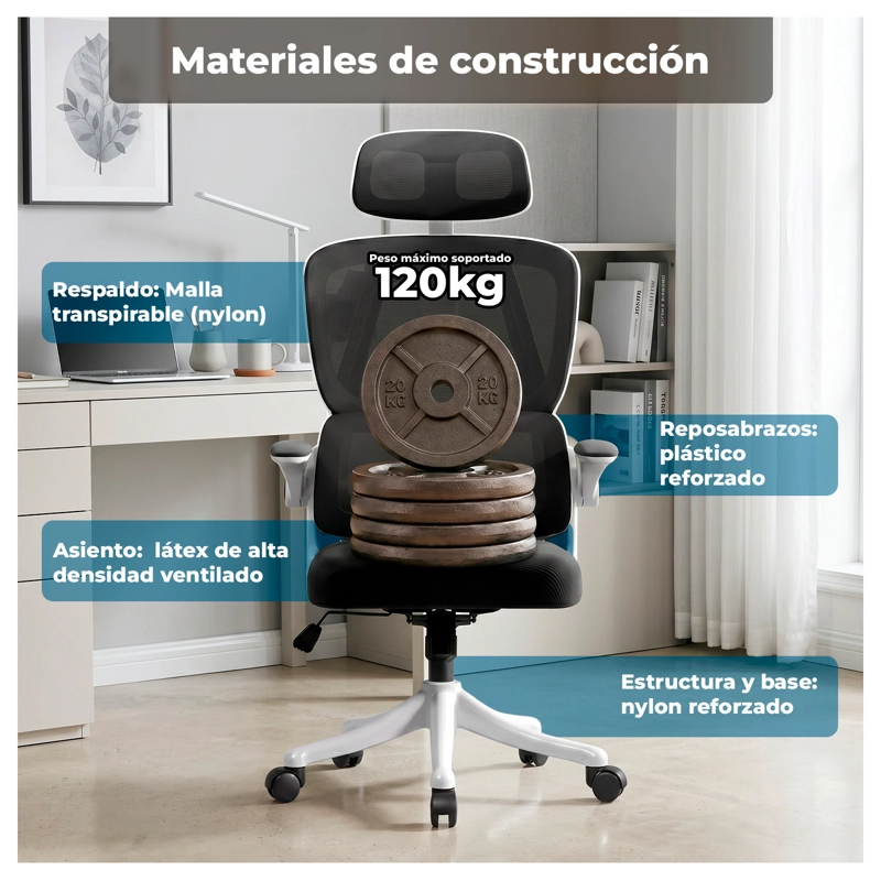 SILLA ERGONOMICA OFICINA RECLINABLE APOYACABEZA - 7