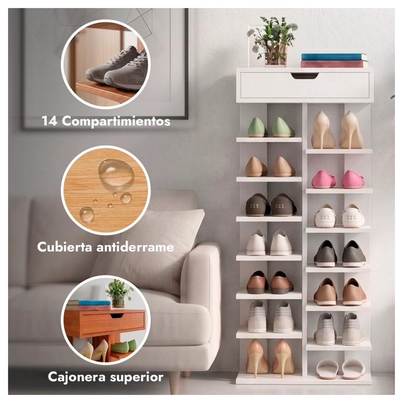 ZAPATERO VERTICAL MUEBLE ORGANIZADOR PARA HOGAR MADERA - 2