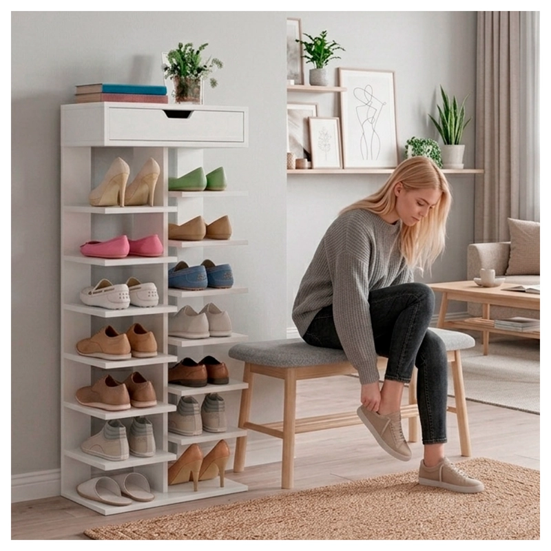 ZAPATERO VERTICAL MUEBLE ORGANIZADOR PARA HOGAR MADERA - 5