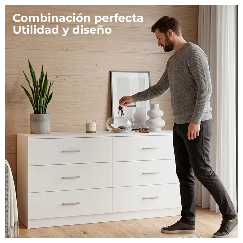 COMODA 6 CAJONES CAJONERA MUEBLE ORGANIZADOR DORMITORIO - 4