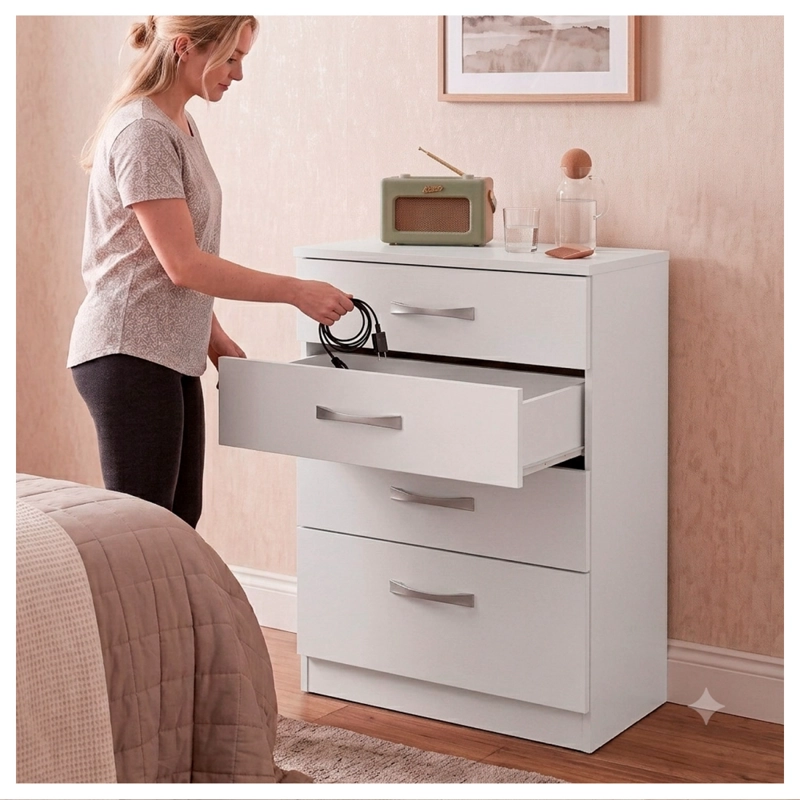 COMODA BLANCA 4 CAJONES MUEBLE ORGANIZADOR DORMITORIO - 6