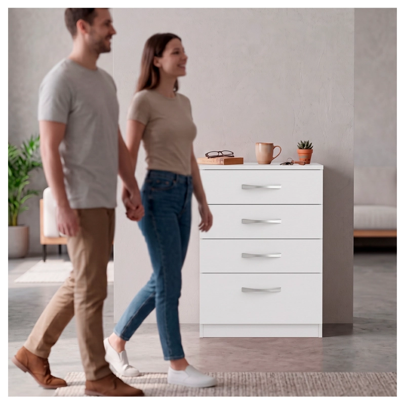 COMODA BLANCA 4 CAJONES MUEBLE ORGANIZADOR DORMITORIO - 7