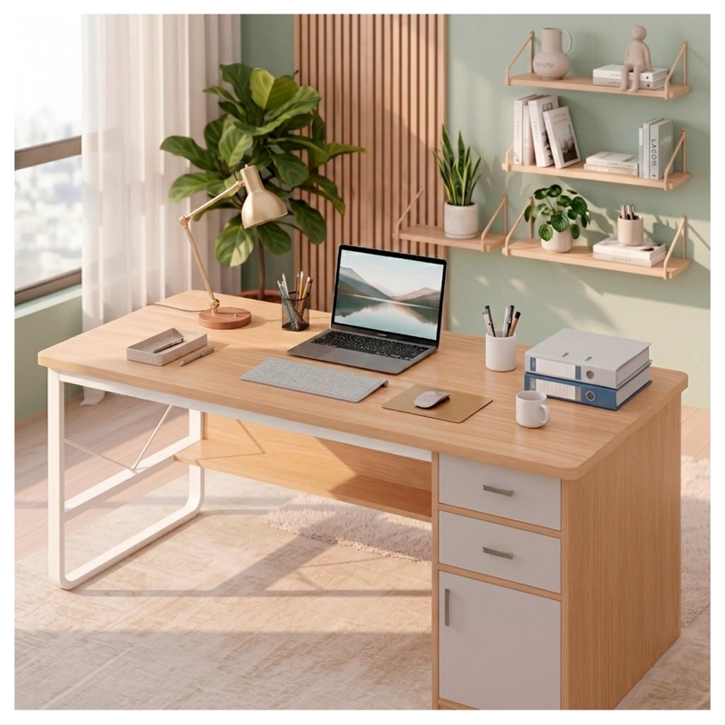 ESCRITORIO 100CM HOME OFFICE CON CAJONES PUERTA Y GABINETE - 8