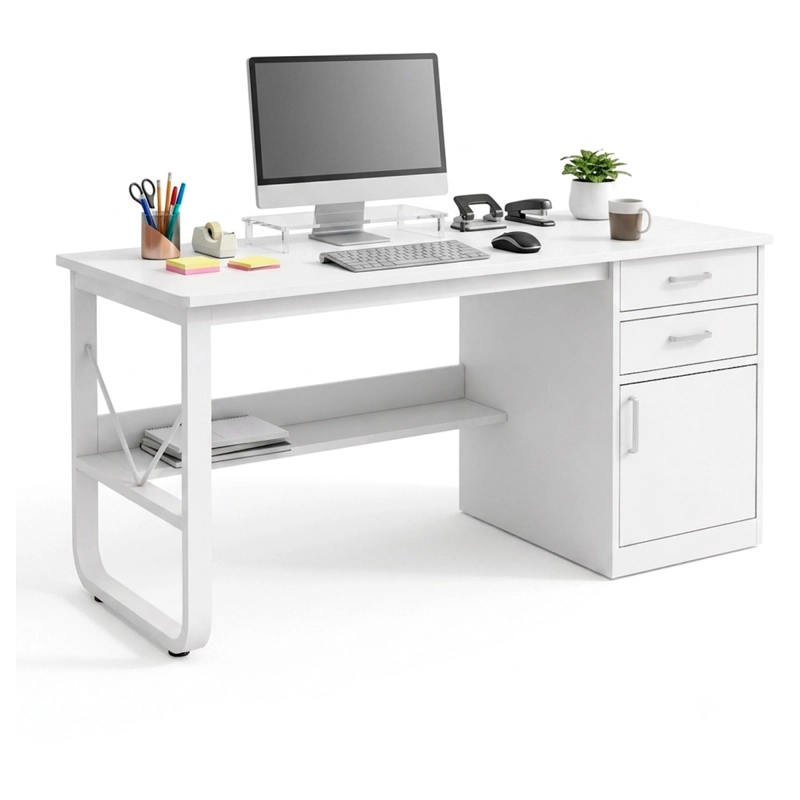 ESCRITORIO 100CM HOME OFFICE CON CAJONES PUERTA Y GABINETE - 1