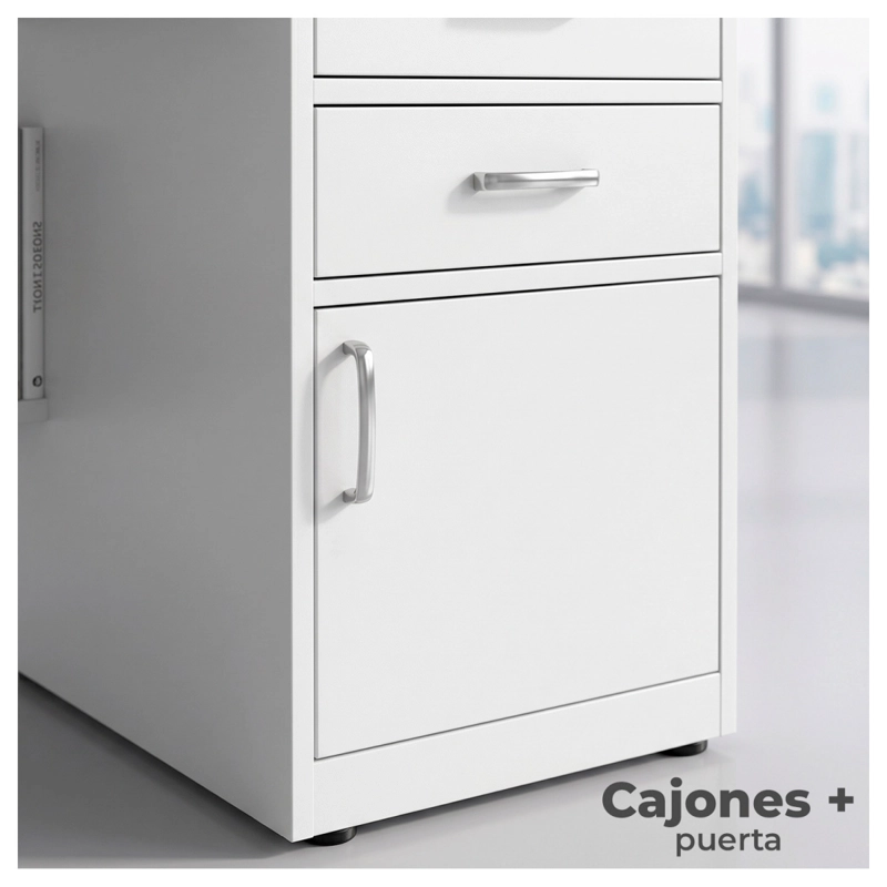 ESCRITORIO 100CM HOME OFFICE CON CAJONES PUERTA Y GABINETE - 4