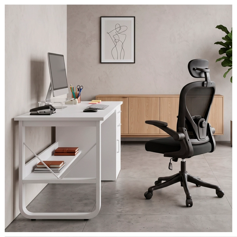 ESCRITORIO 100CM HOME OFFICE CON CAJONES PUERTA Y GABINETE - 7