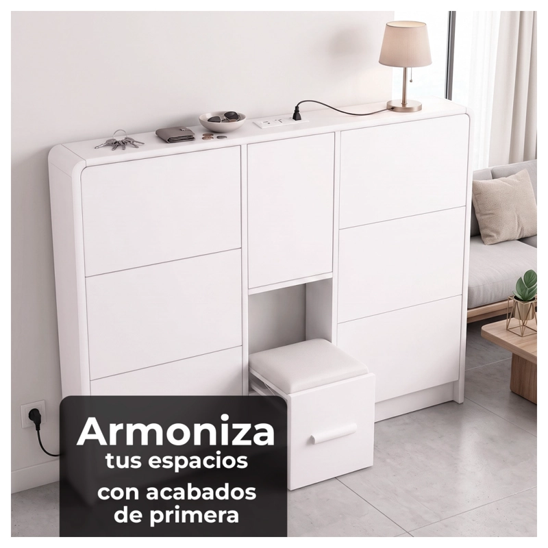 ZAPATERO ORGANIZADOR DOBLE CON BANQUETA Y ENCHUFE 160CM - 4