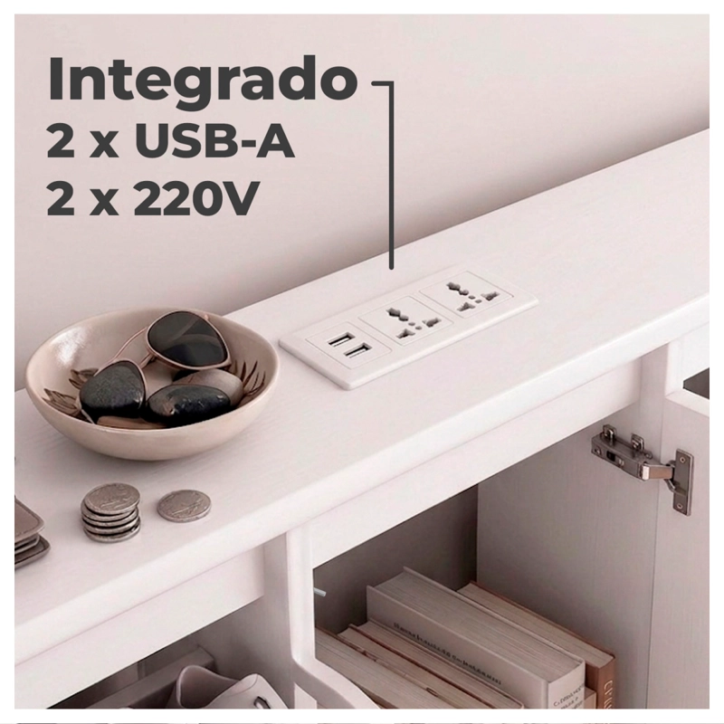 ZAPATERO ORGANIZADOR DOBLE CON BANQUETA Y ENCHUFE 160CM - 6