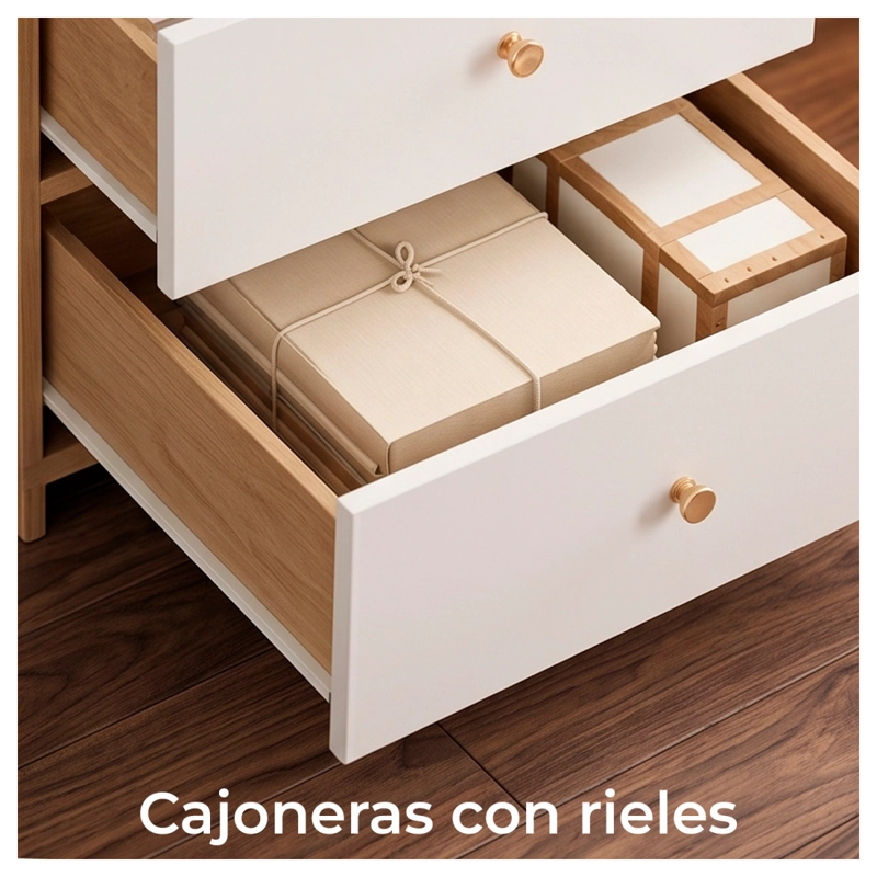 VELADOR CON LIBRERO 2 CAJONES REPISA ORGANIZADOR DORMITORIO - 3
