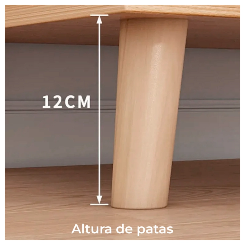 VELADOR DE MADERA CON 2 CAJONES Y DOBLE REPISA 53X40X30 CM - 3