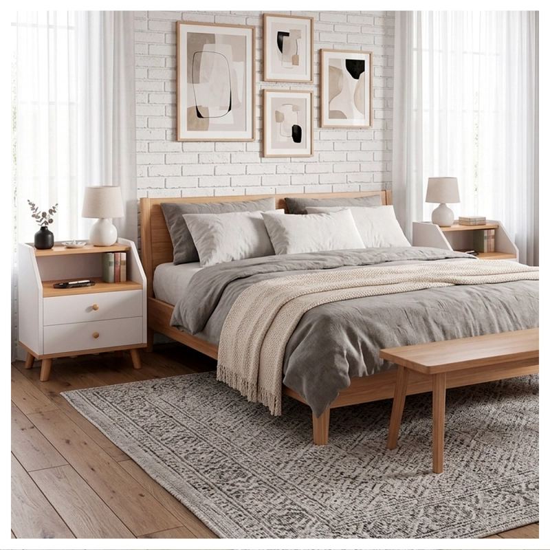 VELADOR DE MADERA CON 2 CAJONES Y DOBLE REPISA 53X40X30 CM - 6
