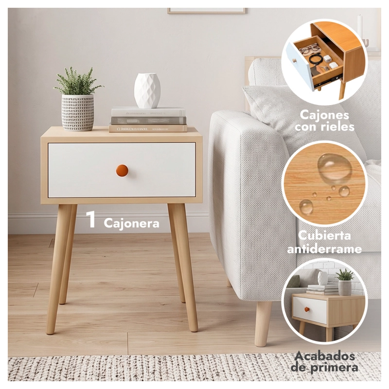 VELADOR DE MADERA CON 1 CAJON Y PATAS ALTAS 55X40X30 CM - 2
