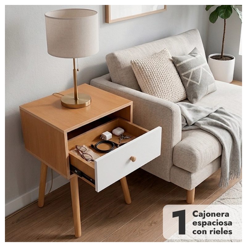 VELADOR DE MADERA CON 1 CAJON Y PATAS ALTAS 55X40X30 CM - 4