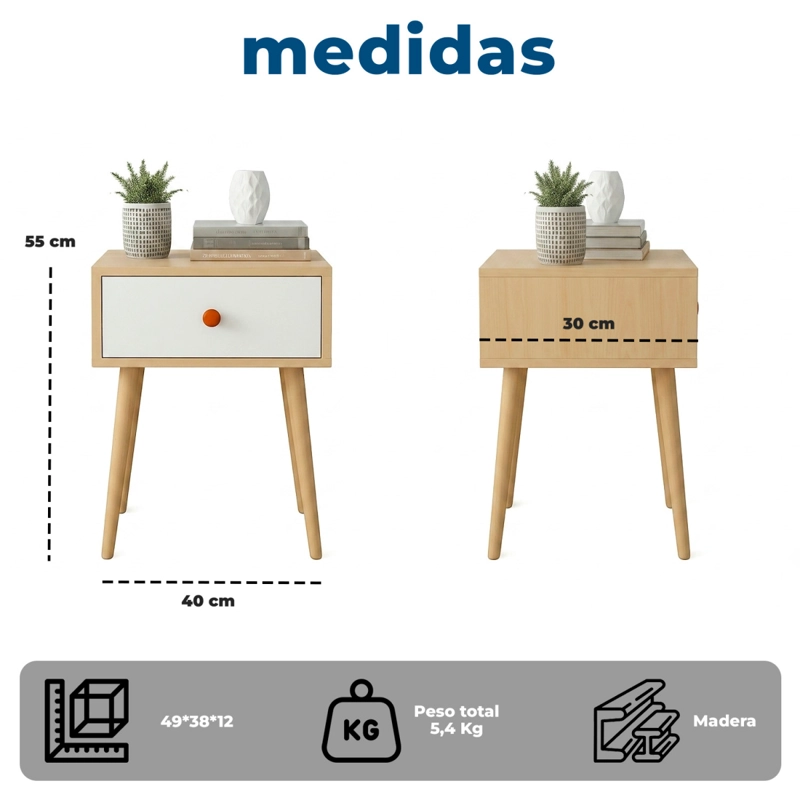 VELADOR DE MADERA CON 1 CAJON Y PATAS ALTAS 55X40X30 CM - 8