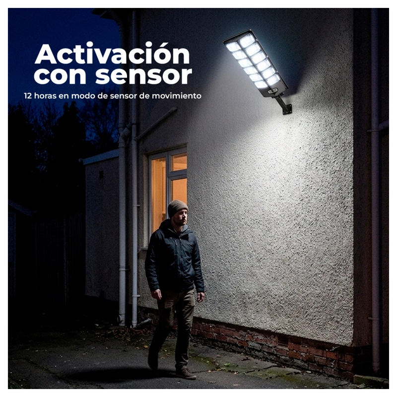 Foco LED Solar 400W 800 Lúmenes 504 LED IP65 con Sensor y Control Remoto - 3